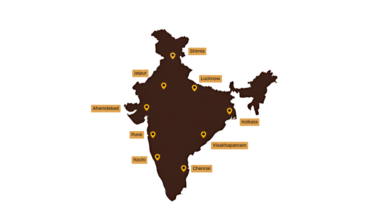 India Delivery Map showing our coverage across major cities